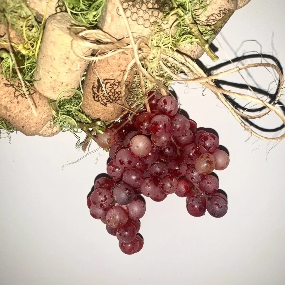 Vintage handmade Wine Cork and grapes Wreath 12”
